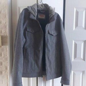 Levi's Hooded Trucker Jacket Streetwear Utility Zip Up Minimalist XL